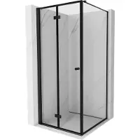 Mexen Mist-F vouwbare douchecabine links 80 x 80 , zwart frame, zwart - 8A6T-080-080-70-70-L