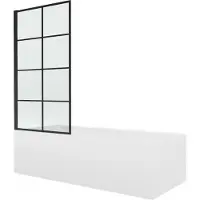 Mexen Vega rechthoekig bad 170 x 70 met ombouw en 1-delige paravent 80 , zwart patroon fix - 550117070X9308007077