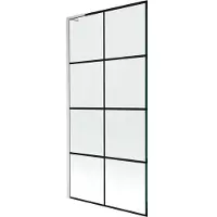 Mexen Next L badscherm 1-deurs 90 x 150 , zwarte raster, geborsteld nikkel - 895-090-000-03-77-97