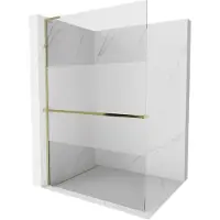 Mexen Kioto+ L douchewand met plank Walk-in 80 x 200 , transparant/mat, goud - 800-080-123-50-35