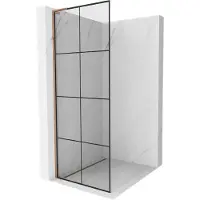 Mexen Kioto L douchewand Walk-in 70 x 200 , zwart raster, roze goud - 800-070-103-60-77