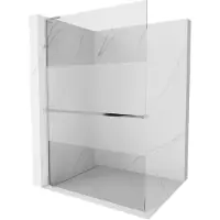 Mexen Kioto+ L douchewand met plank Walk-in 80 x 200 , transparant/frosted, chroom - 800-080-123-01-35