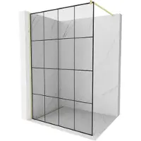 Mexen Kioto douchewand Walk-in 160 x 200 , zwart raster 8 mm, goud geborsteld - 800-160-101-55-77