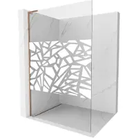 Mexen Kioto L douchewand Walk-in 110 x 200 , wit patroon, roze goud - 800-110-103-60-85