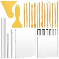 Jojomino Polymeerklei-Gereedschap, 28 Stuks Acrylroller voor Polymeerklei / 14 Stuks Sculptuursets / 7 Stuks Vormsnijder / 2 Stuks Vellen