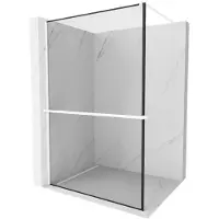 Mexen Kioto+ douchewand met plank Walk-in 130 x 200 , zwart frame, wit - 800-130-121-20-70