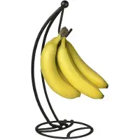 Home Basics Stalen Bananenboomhouder Roestbestendig Voorkomt Kneuzingen Ronde Basis Zwarte Satijnen Afwerking