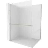 Mexen Kioto+ L douchewand met plank Walk-in 80 x 200 , matglas, geborsteld nikkel - 800-080-123-97-30