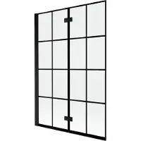 Mexen Mist badwand 2-delig links 120 x 150 , zwart raster, zwart - 8A9-120-002-70-77-L