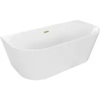 Mexen Oval vrijstaande wandbadkuip 150 x 75 , wit, overloop goud geborsteld - 52671507500-55