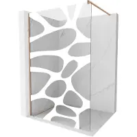 Mexen Kioto douchewand Walk-in 130 x 200 , witte golf 8 mm, geborsteld koper - 800-130-101-65-97