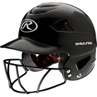 Rawlings Coolflo Honkbal Softbal Slaghelm met gezichtsbescherming - Black - One Size Fits Most