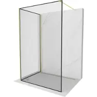 Mexen Kioto douchewand Walk-in 130 x 120 , zwart frame, geborsteld goud - 800-130-212-55-70-120
