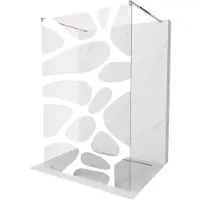 Mexen Kioto vrijstaande douchewand 140 x 200 , witte golf 8 mm, roze goud - 800-140-002-60-97