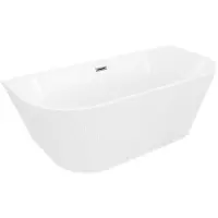 Mexen Oris vrijstaand geribbeld bad 150 x 75 , wit, overloop gun gray geborsteld - 52871507500-66
