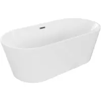 Mexen Luna vrijstaande badkuip 140 x 75 , wit, overloop gun gray geborsteld - 52031407500-66