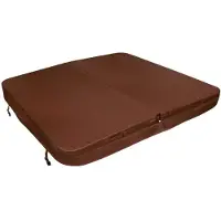 MonsterShop Hot Tub Cover Spa Deksel 210 x 210cm Vierkant Bruin Hard Top Weerbestendig PVC Leer Schuim