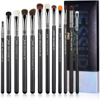 Jessup Eyeshadow Brush Set 12pcs Eye Makeup Brushes Set Professional Premium Sythetic Eye Shadow Blending Smoky Shader Concealer Brush Black T339