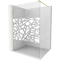 Mexen Kioto douchewand Walk-in 70 x 200 , wit patroon 8 mm, goud geborsteld - 800-070-101-55-85