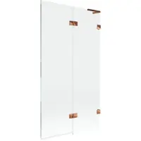 Mexen Lunar L badwand 2-delig rechts 100 x 150 , transparant, roze goud - 897L-100-100-60-00-P