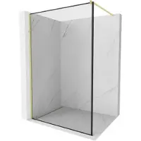 Mexen Kioto douchewand Walk-in 50 x 200 , zwart frame 8 mm, goud geborsteld - 800-050-101-55-70