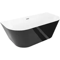 Mexen Oval Slim vrijstaande badkuip tegen de muur 170 x 80 , wit/zwart, overloop in gun metal - 52661708075-95