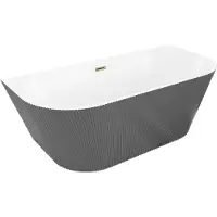 Mexen Oris vrijstaande geribbelde badkuip tegen de muur 170 x 80 , wit/grijs, overloop goud - 52871708062-50