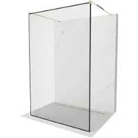 Mexen Kioto vrijstaande douchewand 150 x 200 , zwart frame 8 mm, goud - 800-150-002-50-70