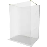 Mexen Kioto vrijstaande douchewand 140 x 200 , strepen 8 mm, goud - 800-140-002-50-09