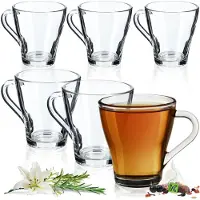 Kadax Beate Theeglazen in set, 6 glazen met oor, vaatwasmachinebestendig, ook geschikt voor koffie, ijsthee of frisdrank, 250 ml