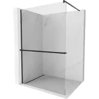 Mexen Kioto+ douchewand met plank Walk-in 115 x 200 , transparant, zwart - 800-115-121-70-00