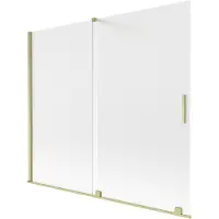 Mexen Velar badwand tweevleugelig verschuifbaar 180 x 150 cm, mat glas, geborsteld goud - 896-180-000-31-55