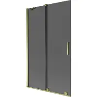 Mexen Velar badwand 2-delig schuifbaar 110 x 150 , grafiet, goud - 896-110-000-41-50