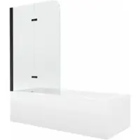 Mexen Vega rechthoekig bad 150 x 70 met omkasting en 2-delige schuifwand 100 , transparant, zwart - 550115070X9010027000