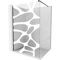 Mexen Kioto douchewand Walk-in 140 x 200 , witte golf 8 mm, zwart - 800-140-101-70-97