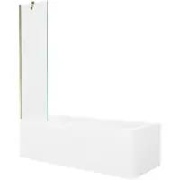 Mexen Cubik rechthoekig bad 170 x 70 met ombouw en 1-vleugelig scherm 50 , transparant, goud - 550317070X9505000050