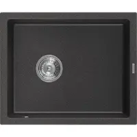 Mexen Pedro granieten spoelbak 1-komorig 560 x 460 , zwart gespikkeld, chromen sifon - 6508561000-76