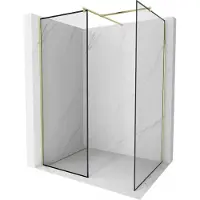 Mexen Kioto douchewand Walk-in 110 x 90 , zwart frame, goud geborsteld - 800-110-202-55-70-090