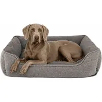 Lionto gemêleerd hondenkussen met afneembare hoes, gezellig hondenbed met comfortabele instap voor honden en katten, 110x80 cm, zacht hondenbed met antislipbodem, grijs