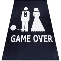 Rugsx Wasbaar vloerkleed BAMBINO 2104 'Game over' bruiloft, vrijgezellenfeest, antislip - zwart 80x150 cm