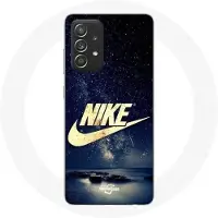 Nike Coque - - Samsung Galaxy A52 5G - Gouden Logo - Sterrennacht - Soepel