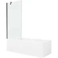 Mexen Cubik rechthoekig bad 160 x 70 met ombouw en 1-delige scherm 80 , transparant, zwart - 550316070X9508000070