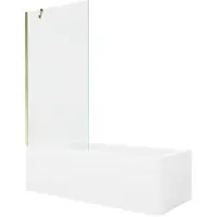 Mexen Cubik rechthoekig bad 160 x 70 met omkasting en 1-delige scherm 90 , transparant, goud - 550316070X9509000050