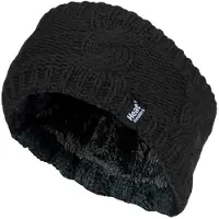 Heat Holder Dames fleece gevoerde thermo oorwarmer hoofdband - Zwart