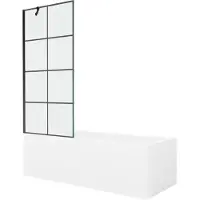 Mexen Cubik rechthoekig bad 160 x 70 met bekleding en 1-vleugelig scherm 80 , zwart patroon - 550316070X9508007077