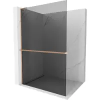 Mexen Kioto+ L douchewand met plank Walk-in 100 x 200 , grafiet, geborsteld koper - 800-100-123-65-40