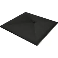 Mexen Stone+ vierkante composiet douchebak 70 x 70 , zwart, zwarte afdekking - 44707070-B