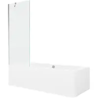 Mexen Cube rechthoekig bad 170 x 80 met ombouw en 1-deurs scherm 70 , transparant, chroom - 550517080X9507000001