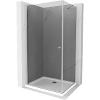 Mexen Pretoria douchecabine draaideur 90 x 100 , grafiet, chroom + douchebak Flat - 852-090-100-01-40-4010