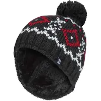 Heat Holder - Beanie Pom Pom-muts voor heren - Houtskool / Rood